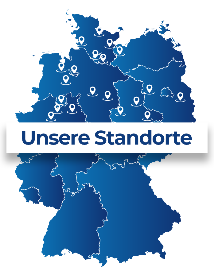Bild zeigt eine Landkarte mit den Standorten